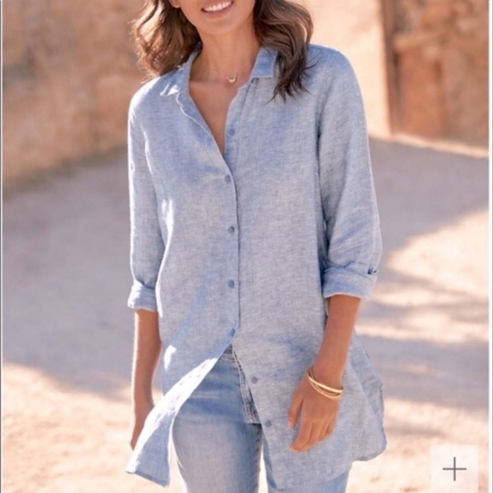 Tahari Light Blue Button Down Shirt
